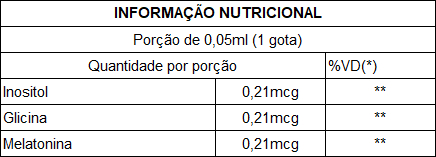 Tabela Nutricional Sleep Rem com 30ml (Melatonina + Glicina + Inositol)